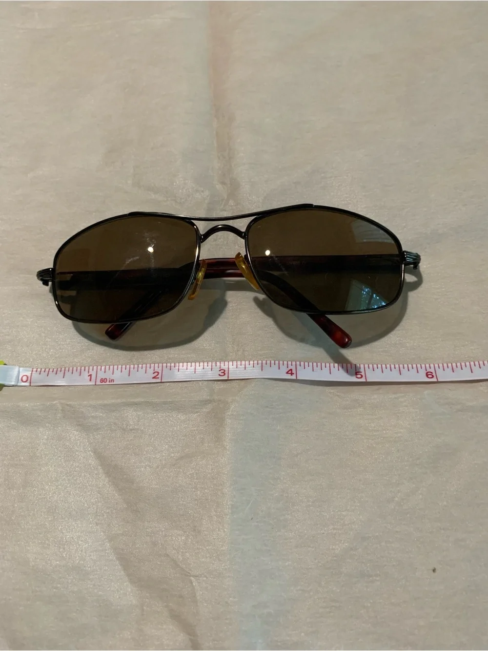 Men's Rectangular Metal Frame Sunglasses in Brown/Black